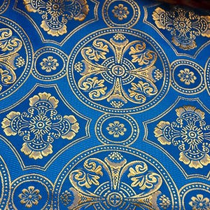 Tela con estampado bizantino, tela litúrgica de todos los colores, tela para vestimentas, tela litúrgica, brocado azul dorado, brocado rojo dorado, brocado blanco dorado imagen 7