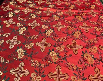 Flower Jacquard Brocade, Vestment Brocade, Red and Gold, White and Gold, Green Gold Liturgical Brocade, Ecclesiastical Brocade