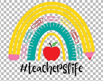 Lehrerleben Regenbogen SVG, Back to School Design (digitaler Download)