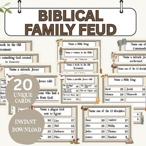 Bibel Familien Fehden Spiel | Druckbare Kirchenspiele (PDF) | Bibel-Trivia-Spiel | Bibelstudien-Spiele | Kinder Sonntagsschulaktivitäten