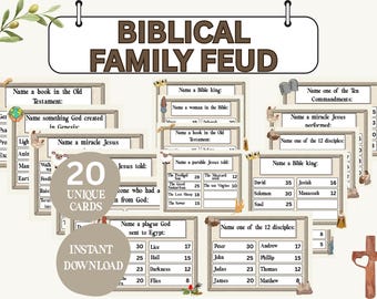 Bible Family Feud Game | Printable Church Games (PDF)| Bible Trivia Game| Bible Study Games| Kids Sunday school activities VBS games