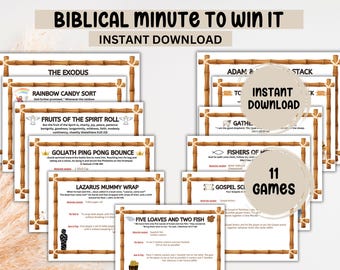 Biblical Minute to Win It Games, Youth Group Activity (Digital Download), Church activity games, Women Circle games, VBS games