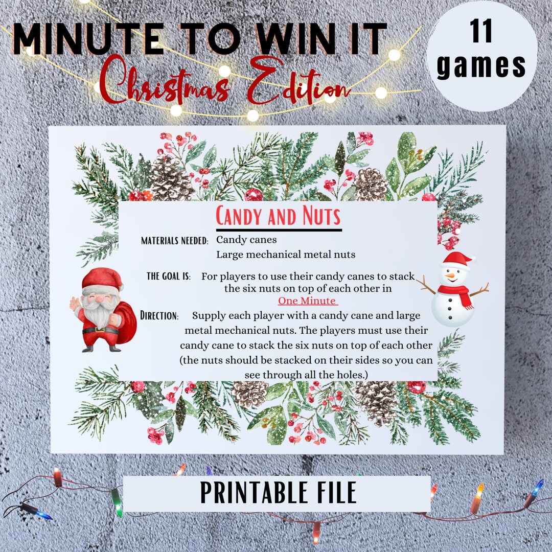 Printable Minute to Win It Christmas Edition, Christmas Games ...