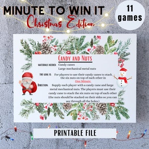 Printable Minute to win it Christmas edition, Christmas games, Printable X-mas&#39; games, PDF Printable Minute to win it game Christmas edition