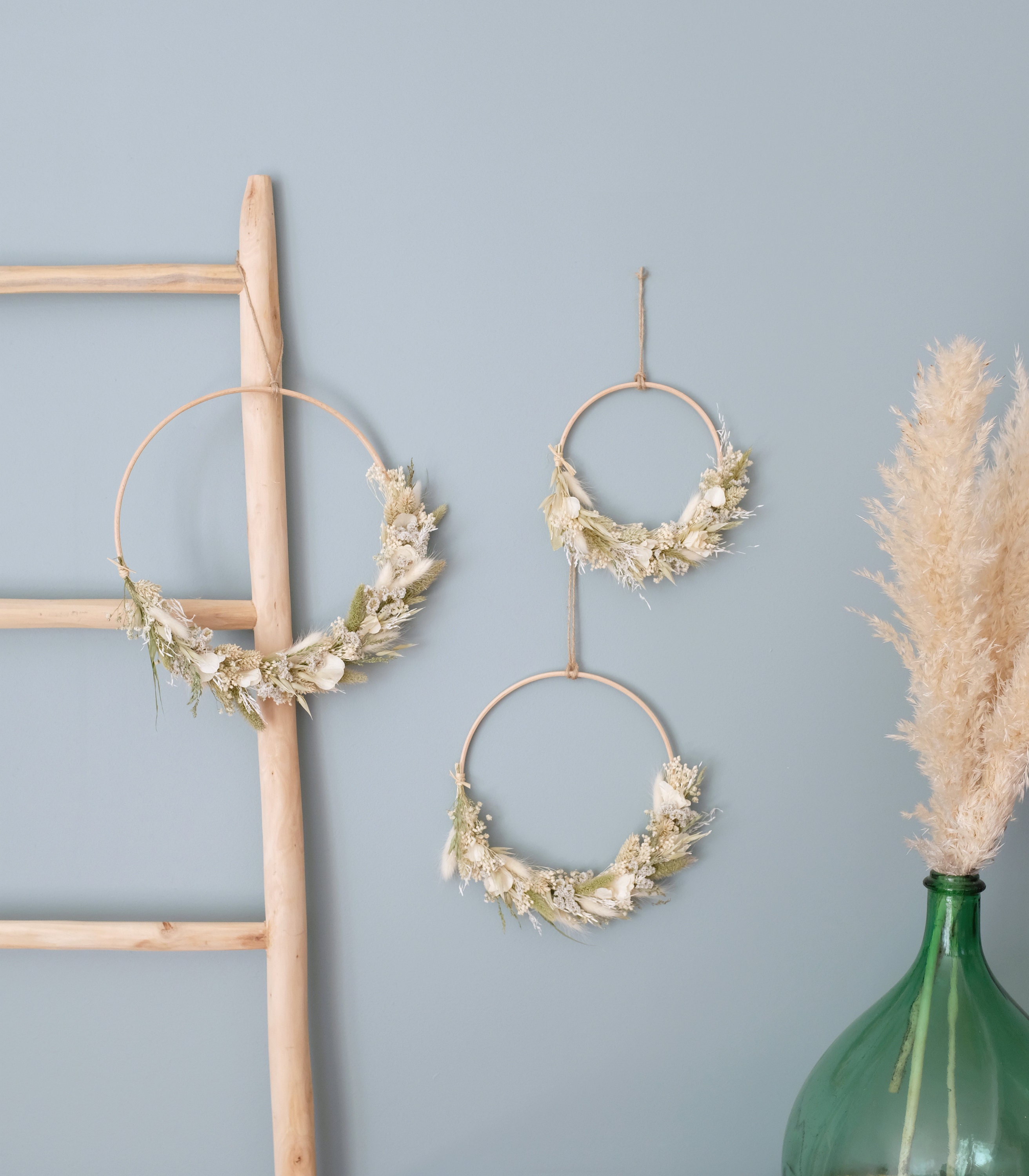 Couronne Murale Vert Jade - Fleurs Séchées & Stabilisées