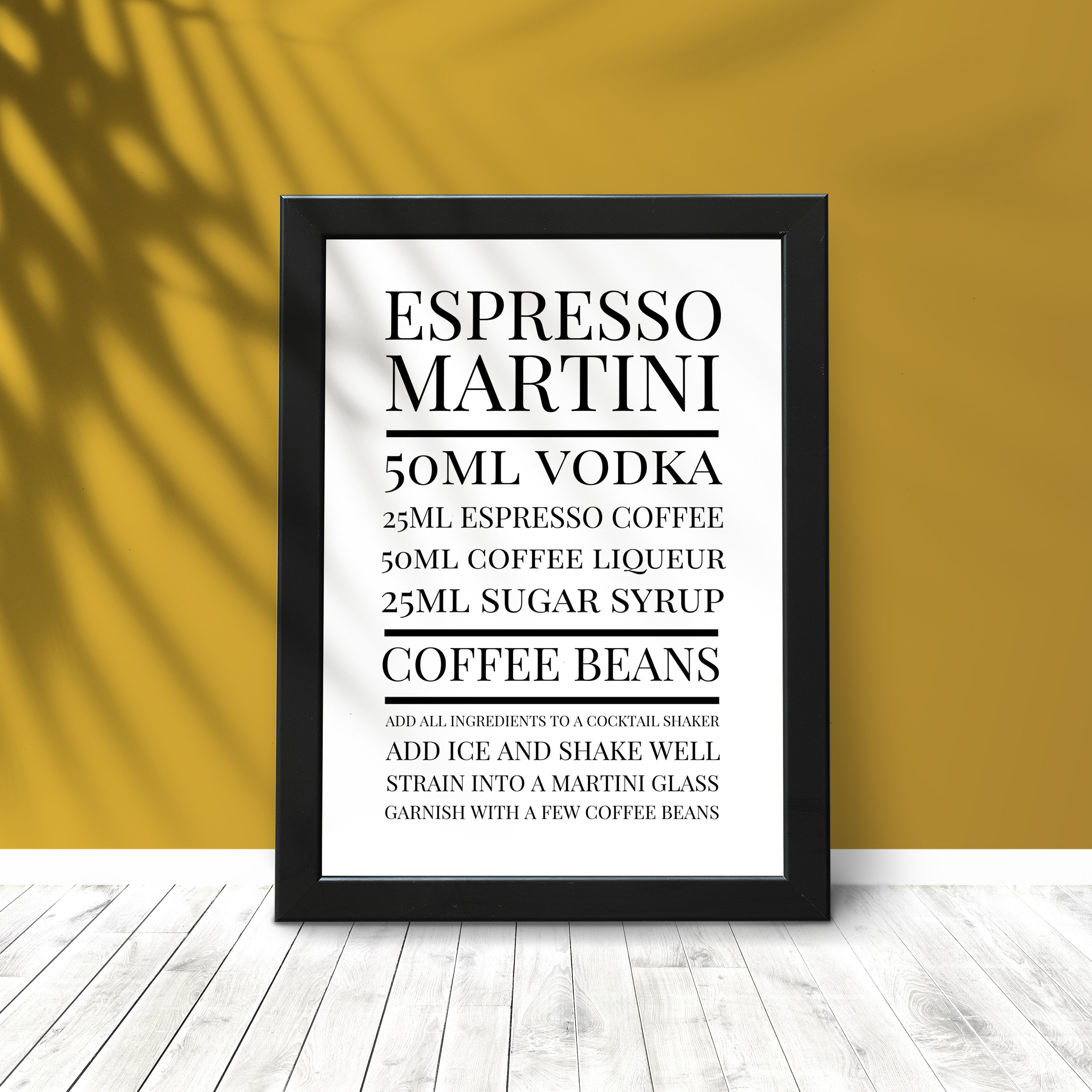 Espresso Martini Cocktail Recipe Print. Wall Art Prints. Etsy