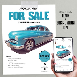 Flyer bewerkbare sjablonen te koop | Flyer 8,5 x 11, formaat social media | Flyer DIY-auto te koop | Zelf bewerken, downloaden en afdrukken... vandaag nog!