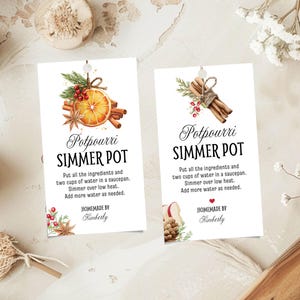 Tags Self-Editable TEMPLATE | Personalized Favor Tags 2x3.5 Inch | Potpourri Simmer Pot | Hostess Gift or Favor Tags