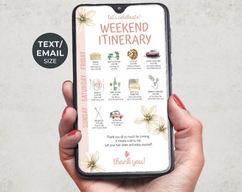 Weekend Itinerary Digital Editable TEMPLATE | Mobile Phone Invite | Bachelorette, Girls Weekend Trip Schedule
