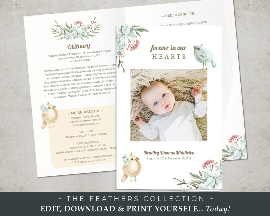 Funeral Program Template Pages baby Funeral Program Template