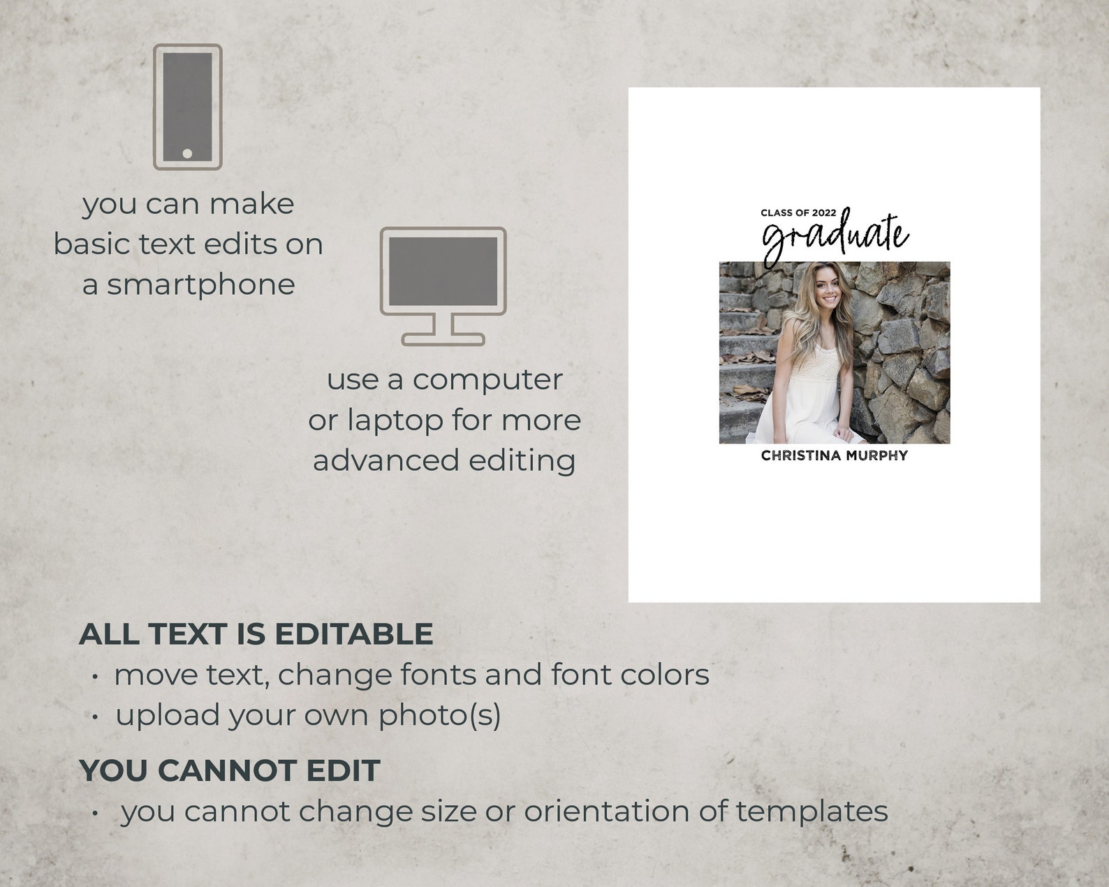 Graduation Message Board TEMPLATE Fully Editable Modern Minimal Photo