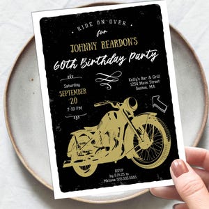 Zaproszenie na motocykl SZABLON do samodzielnej edycji + Zaproszenie mobilne | Urodziny, emerytura, dowolne wydarzenie lub okazja | Edytuj + Pobierz + Wydrukuj...Dzisiaj
