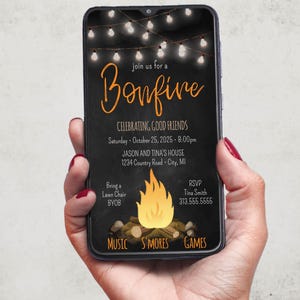 Bonfire Electronic Invitation TEMPLATE | Editable Invite File | Party Invite | Email/Text Invite | Edit + Download + Share...Today!