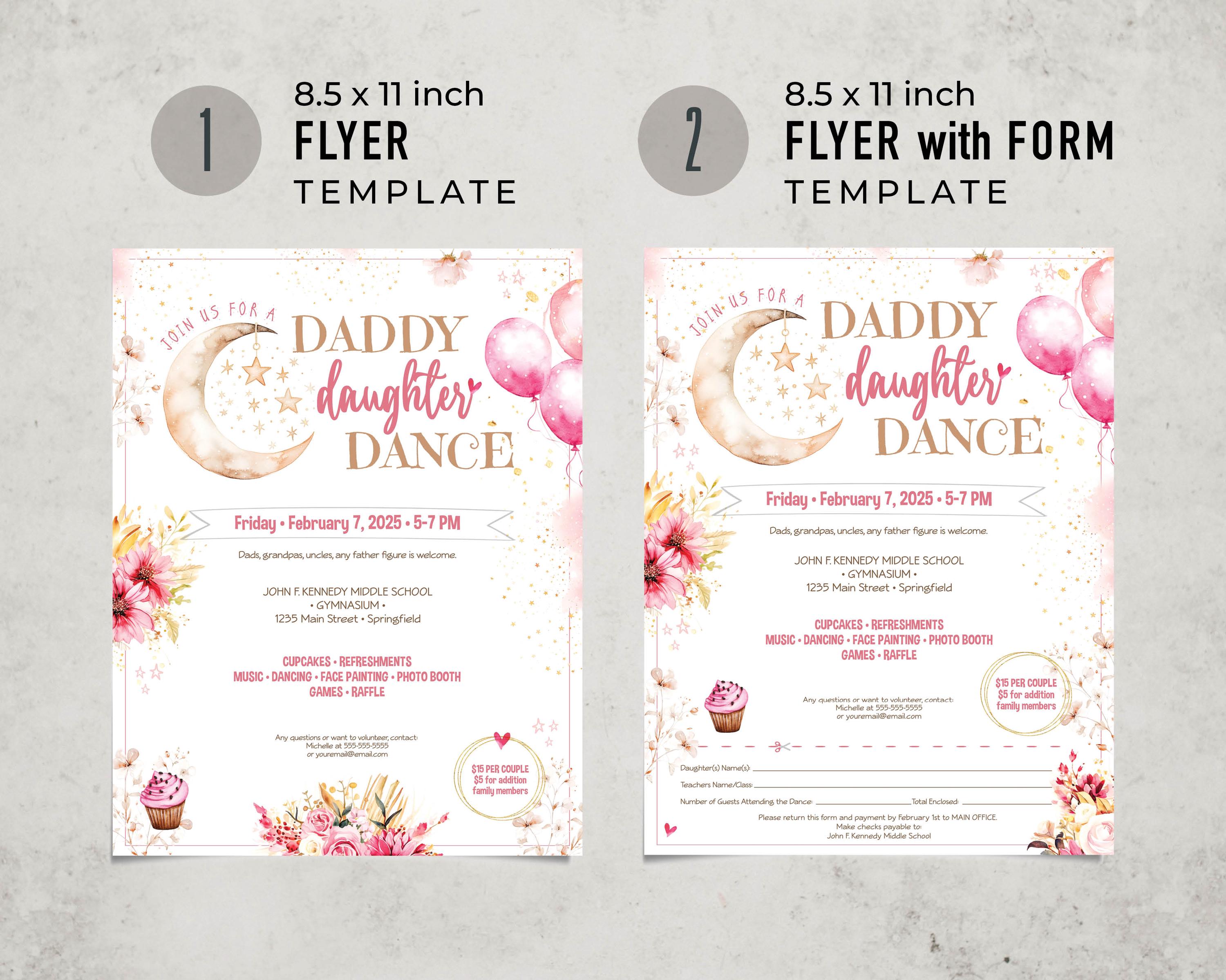 Daddy Daughter Dance BUNDLE 4 Editable TEMPLATES | Flyer, Flyer With ...