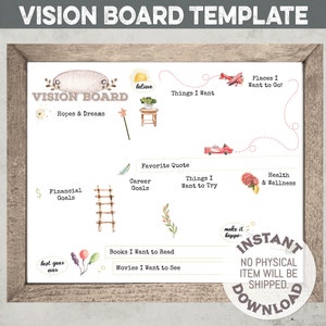 Plantilla de tablero de visión no editable / DESCARGA INSTANTE / Tablero de sueños / Tablero de inspiración / Establecedor de objetivos / Manifiesto / Archivos PDF 11x8.5 y 20x16