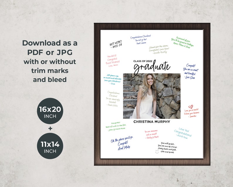 Graduation Message Board TEMPLATE Fully Editable Modern Etsy