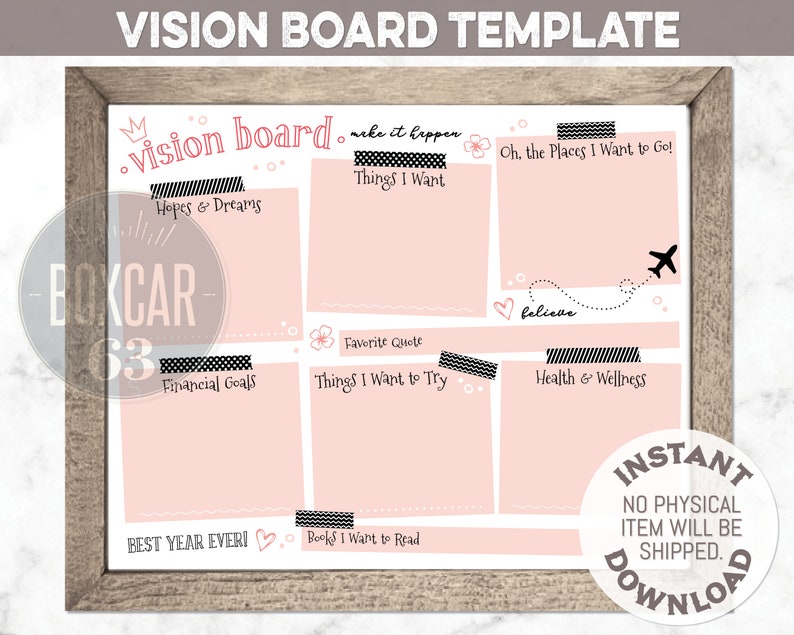 Vision Board Template Instant Digital Download 300 DPI Etsy