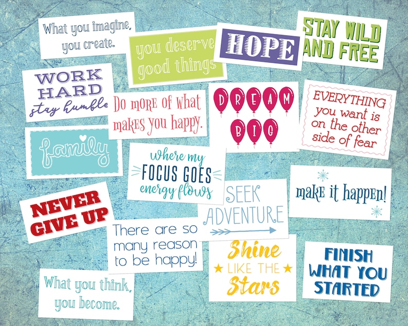 Vision Board Quotes/Sayings | INSTANT DOWNLOAD | Scrapbooking | Inspirational | Manifest Goals & Future | 4-Page PDF | 8.5x11 inches image 2