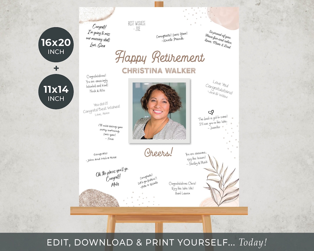 Retirement Message Board TEMPLATE Editable Boho Dusty Pink Photo