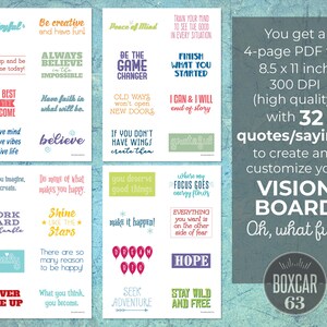 Vision Board Quotes/Sayings | INSTANT DOWNLOAD | Scrapbooking | Inspirational | Manifest Goals & Future | 4-Page PDF | 8.5x11 inches image 3