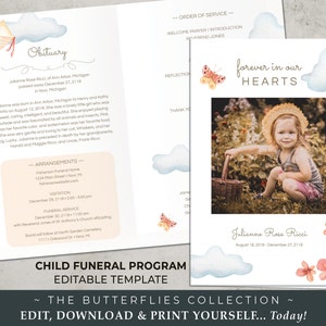 Child Funeral Program TEMPLATE Celebration of Life in - Etsy