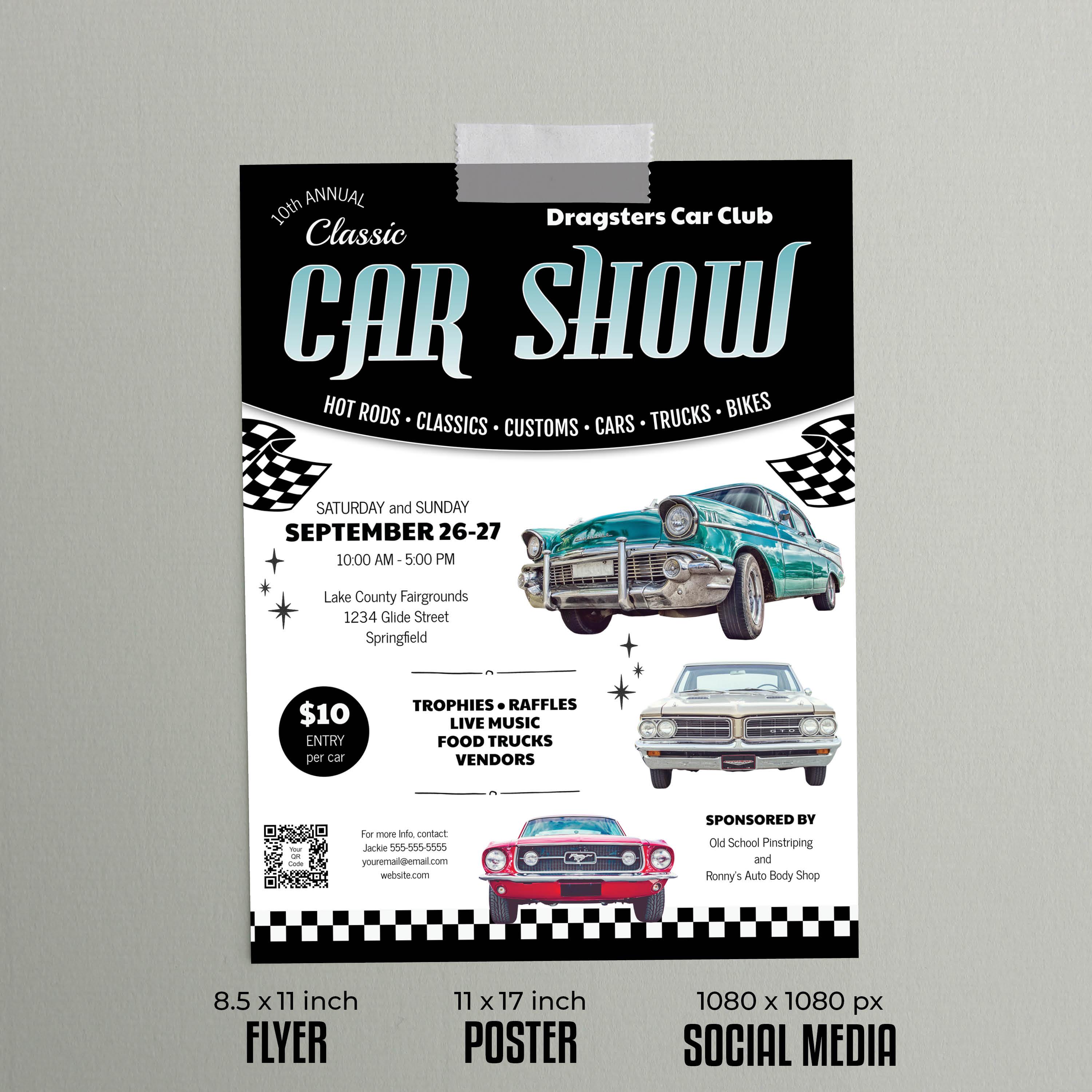 Car Show Editable TEMPLATES | 8.5x11 Flyer, 11x17 Poster, Social Media ...