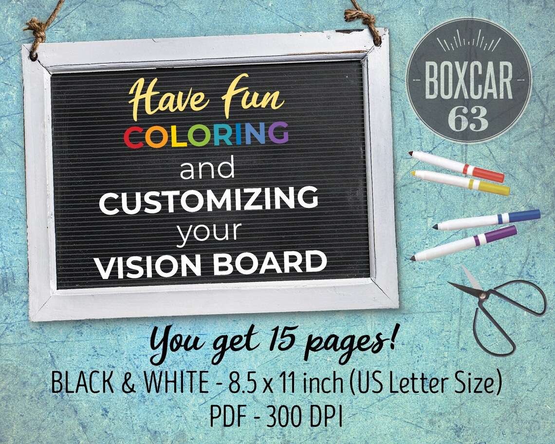 Vision Board Kit Printable | Instant Digital Download | Vision Board ...