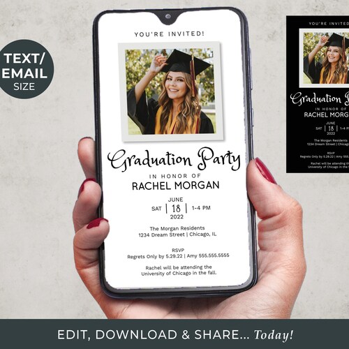 Graduation Party Invitation Digital Electronic Grad Party Etsy