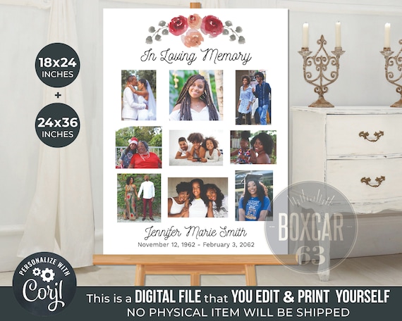 Memorial Photo Collage Template Celebration of Life Poster | Etsy