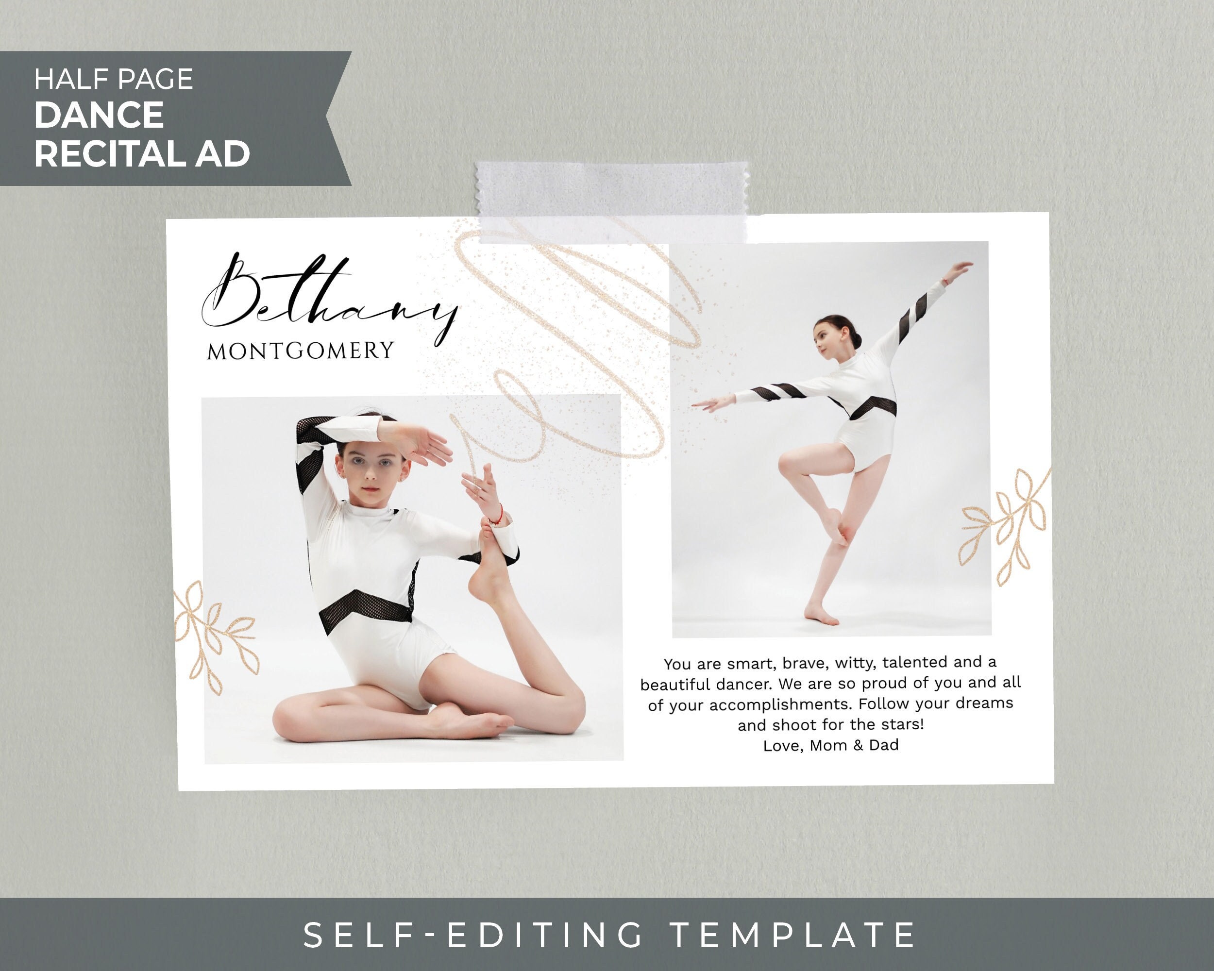 Dance Recital AD TEMPLATE Selfediting in Corjl Faux Gold Etsy Dance Recital AD TEMPLATE Selfediting in Corjl Faux Gold Etsy