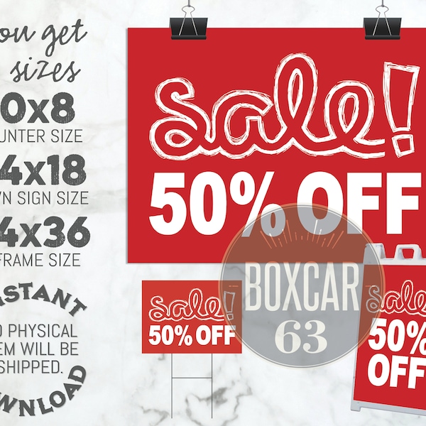 50 Percent off Sign - Etsy