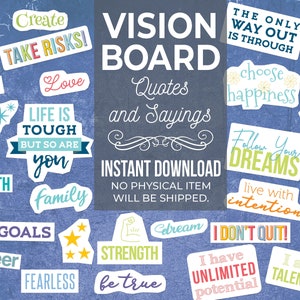 Vision Board Quote Cards 35 3x3 Printable Affirmations Instant