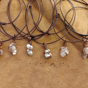 AAA Quality Oregon Snake Skin Agate Pendant - Tumbled Gemstone, Aged Copper Wire-Wrapped, Adjustable Leather Cord Necklace