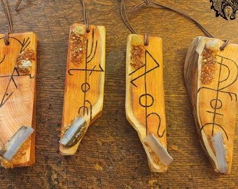 Norse Gods Yew Wood Decor, Pagan, Witch