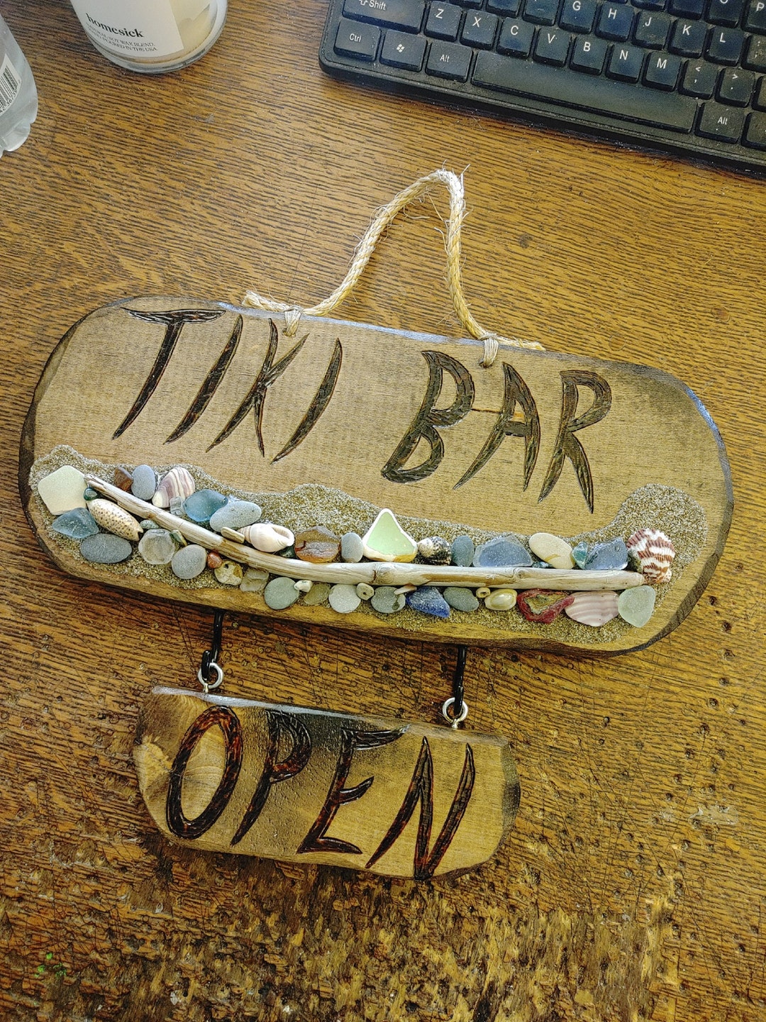 Tiki Bar Open/closed Sign, Beach, Bar, Tropical - Etsy