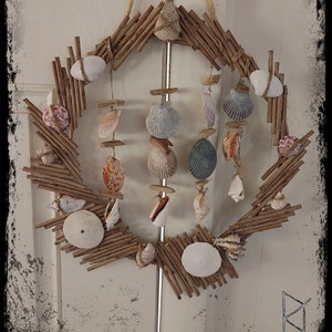 Coastal Driftwood and Sea Shell Wind Chime for Beach Home Decor