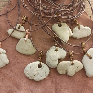 Lake Michigan Hag Stone Pendant: Copper Wrapped Talisman Necklace