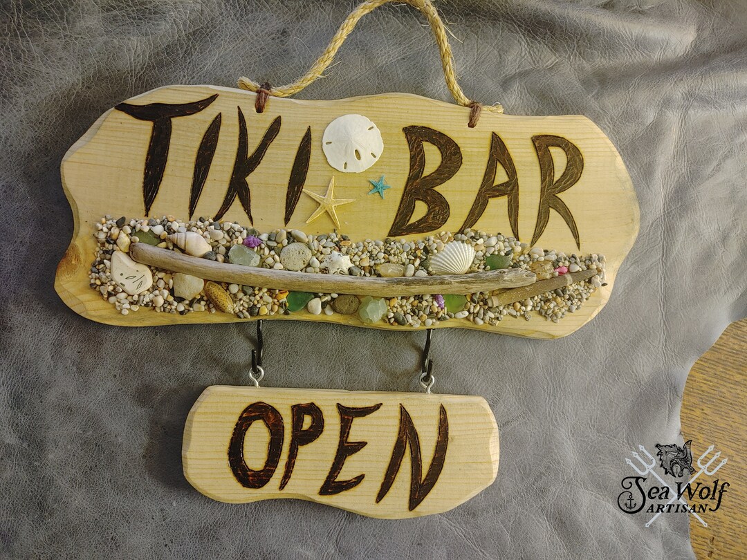 Tropical Tiki Bar Open/closed Sign - Coastal Ambiance - Etsy