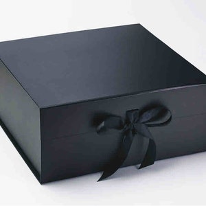 Lot De 3 Boîtes Cadeaux Avec Couvercle - 32x22x10 Cm, Noir - Inclut Sac Et Ruban Magnétique - Pour Mariage, Noël, Anniversaire - 5