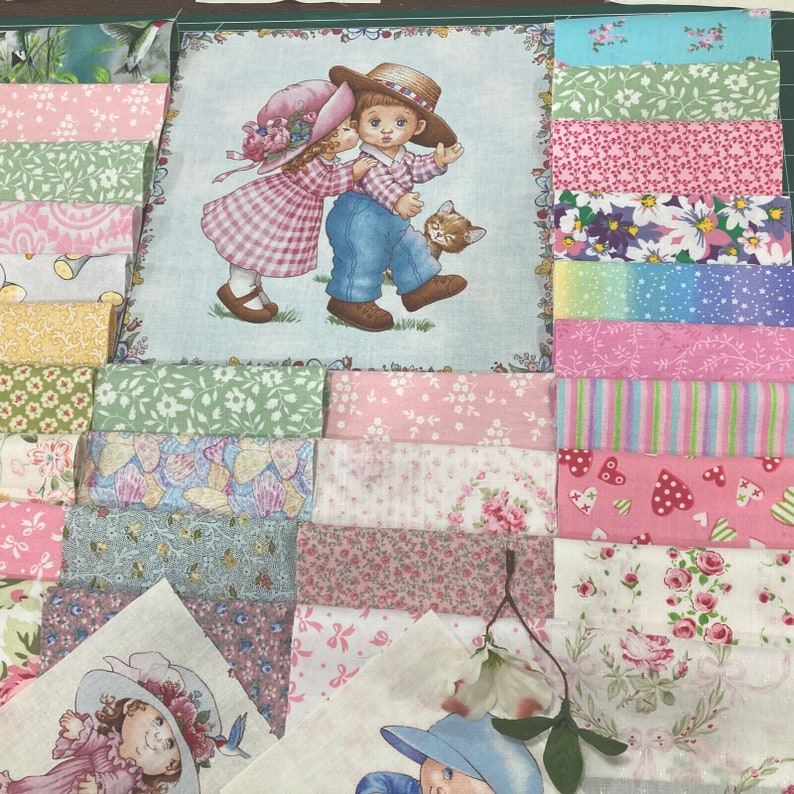 Sweet Emma Precut Quilt Kit Blue, Pink, Yellow, Green White