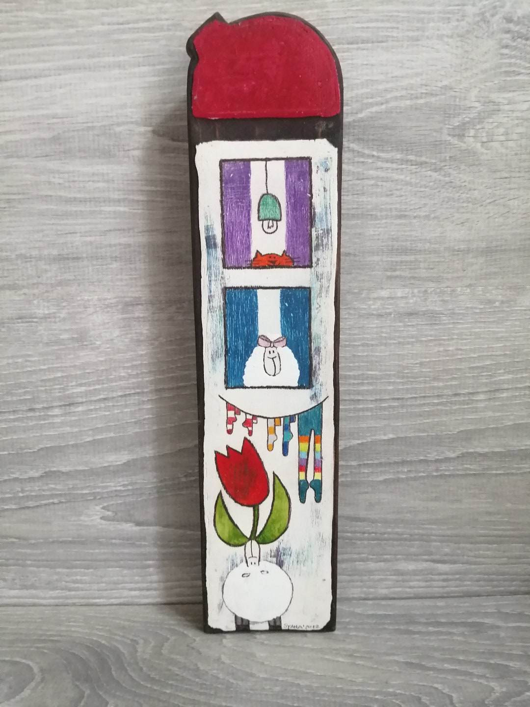 Vintage Wooden Wall Hanging Vintage Wall Decor Painting Etsy