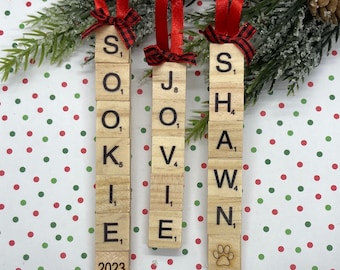 Personalized Scrabble Letter Name Ornaments, Christmas 2023, timeless gift, nostalgic ornament, gift for Scrabble lover, secret Santa gift,
