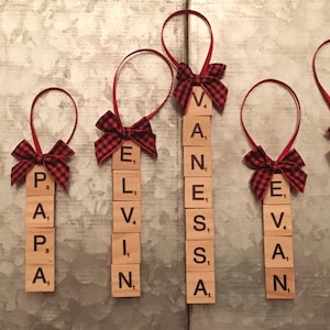 Personalized Scrabble Letter Name Ornaments, Christmas 2023, timeless gift, nostalgic ornament, gift for Scrabble lover, secret Santa gift,