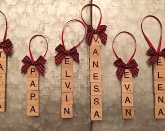 Personalized Scrabble Letter Name Ornaments, Christmas 2023, timeless gift, nostalgic ornament, gift for Scrabble lover, secret Santa gift,