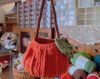 crochet pumpkin top handle bag，pumpkin purse，Halloween gift，crochet Halloween pumpkin candy bags,crochet kid gifts,cute,handmade