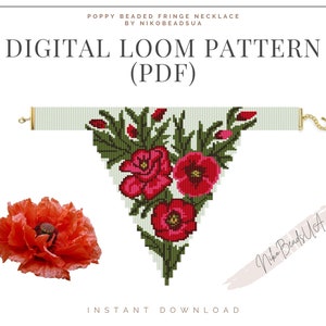 Poppy Beaded Loom Fringe Necklace Pattern - DIY Boho Jewelry