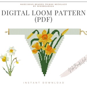 Narcissus Beaded Loom Fringe Necklace Pattern - DIY Boho Jewelry