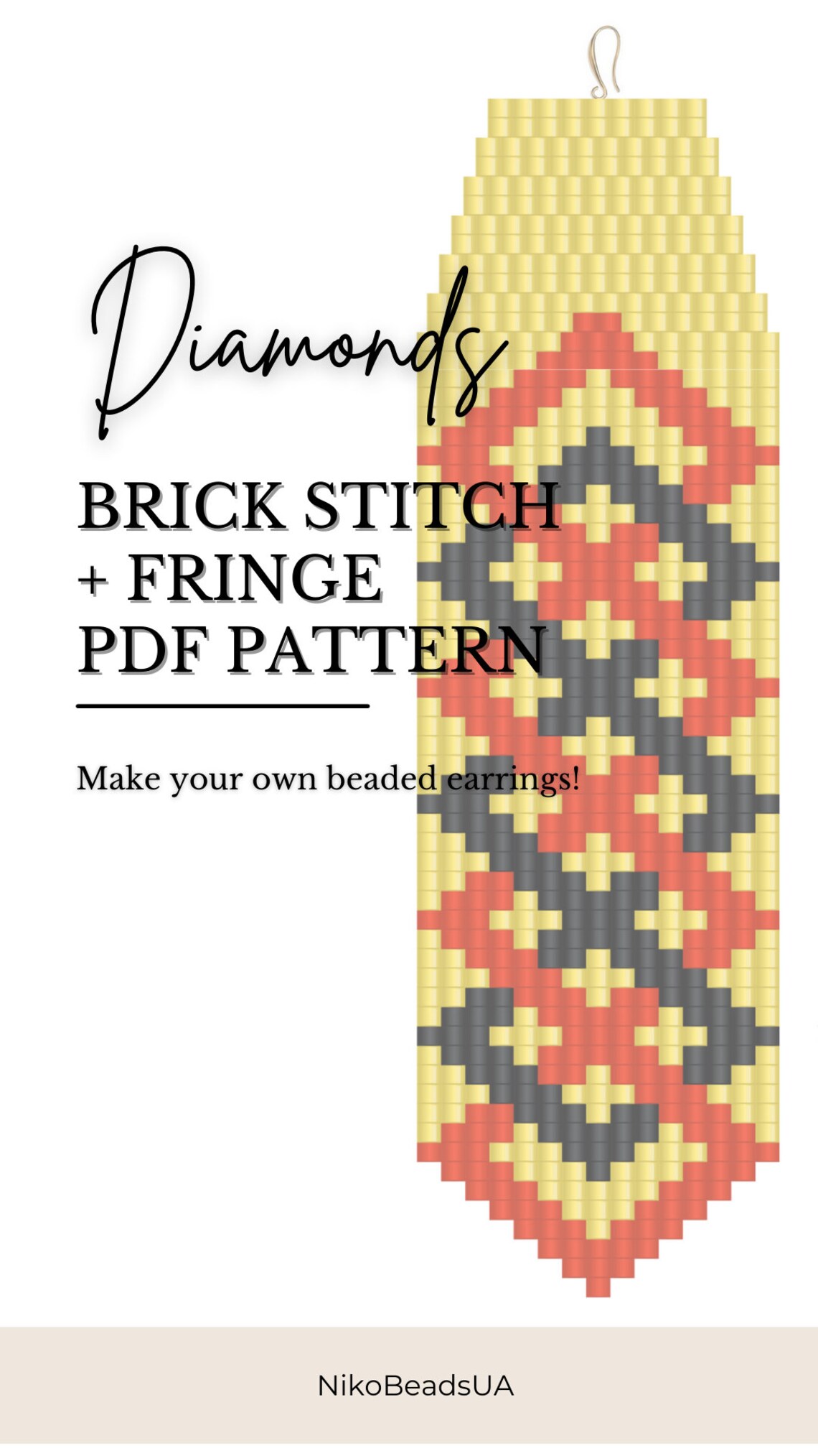 Crossed Diamonds Brick Stitch Pattern for Fringe Beaded - Etsy