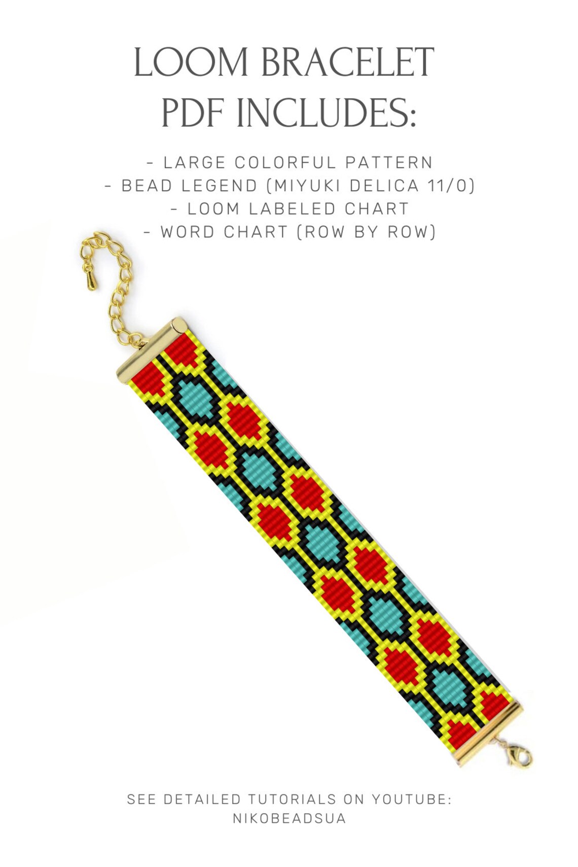 Hexagon Loom Pattern for Beaded Bracelet Ethnic Pattern DIY Etsy