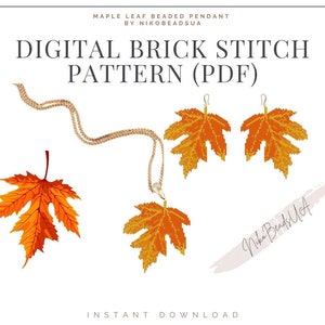 Maple Leaf Brick Stich muster für perlen ohrringe, Schlüsselanhänger oder Anhänger, DIY perlen ohrringe muster für Miyuki Delica